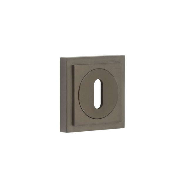 High quality image of Burlington - Standard Keyway Escutcheons Square Stepped Rose Dark Bronze Sku. BUR-60DB-173DB
