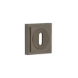 This is an image showing the Frelan - Burlington Standard Keyway Escutcheons Square Stepped Rose Dark Bronze available to order from Trade Door Handles in Kendal