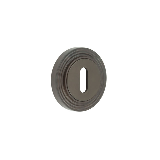 High quality image of Burlington - Standard Keyway Escutcheons Reeded Rose Dark Bronze Sku. BUR-60DB-74DB