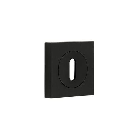 This is an image showing the Frelan - Burlington Standard Keyway Escutcheons Square Plain Black available to order from Trade Door Handles in Kendal