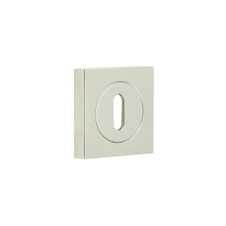 This is an image showing the Frelan - Burlington Standard Keyway Escutcheons Square Plain Rose Polished Nickel available to order from Trade Door Handles in Kendal