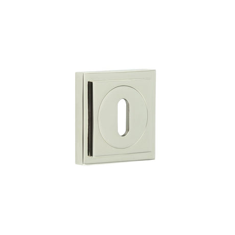 High quality image of Burlington - Standard Keyway Escutcheons Square Stepped Rose Polished Nickel Sku. BUR-60PN-173PN