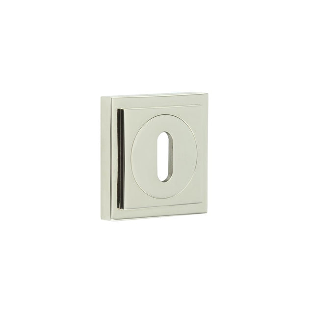 High quality image of Burlington - Standard Keyway Escutcheons Square Stepped Rose Polished Nickel Sku. BUR-60PN-173PN