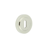 High quality image of Burlington - Standard Keyway Escutcheons Plain Rose Polished Nickel Sku. BUR-60PN-71PN