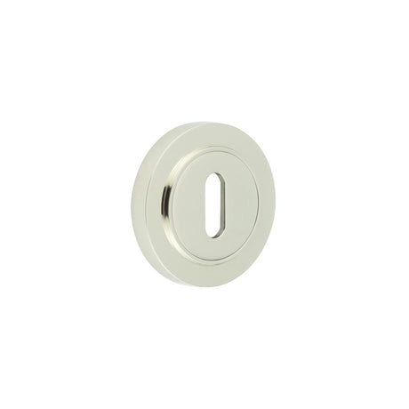 High quality image of Burlington - Standard Keyway Escutcheons Plain Rose Polished Nickel Sku. BUR-60PN-71PN