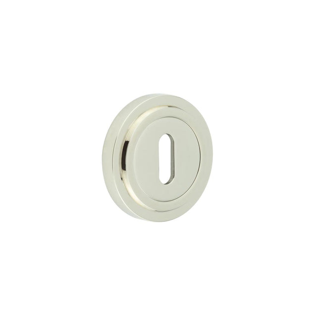 High quality image of Burlington - Standard Keyway Escutcheons Stepped Rose Polished Nickel Sku. BUR-60PN-73PN