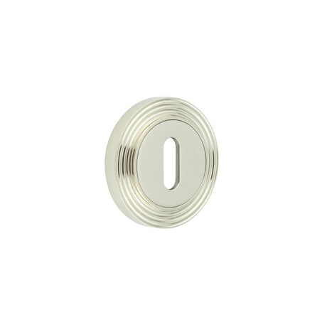 High quality image of Burlington - Standard Keyway Escutcheons Reeded Rose Polished Nickel Sku. BUR-60PN-74PN
