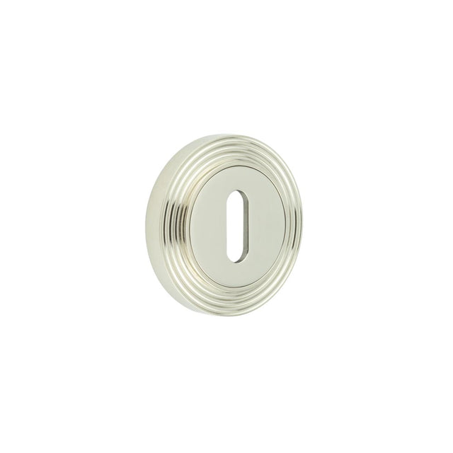 High quality image of Burlington - Standard Keyway Escutcheons Reeded Rose Polished Nickel Sku. BUR-60PN-74PN