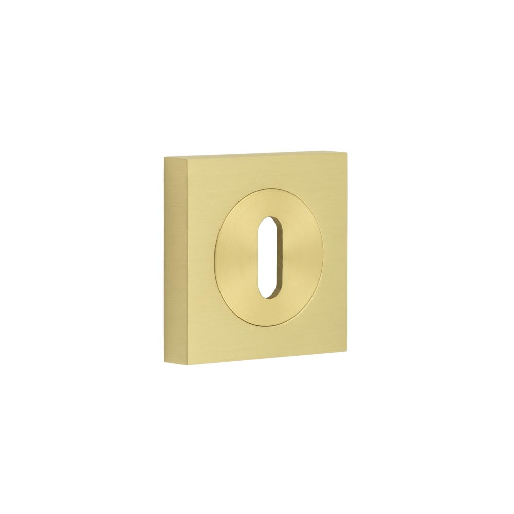 High quality image of Burlington - Standard Keyway Escutcheons Square Plain Rose Satin Brass Sku. BUR-60SB-171SB