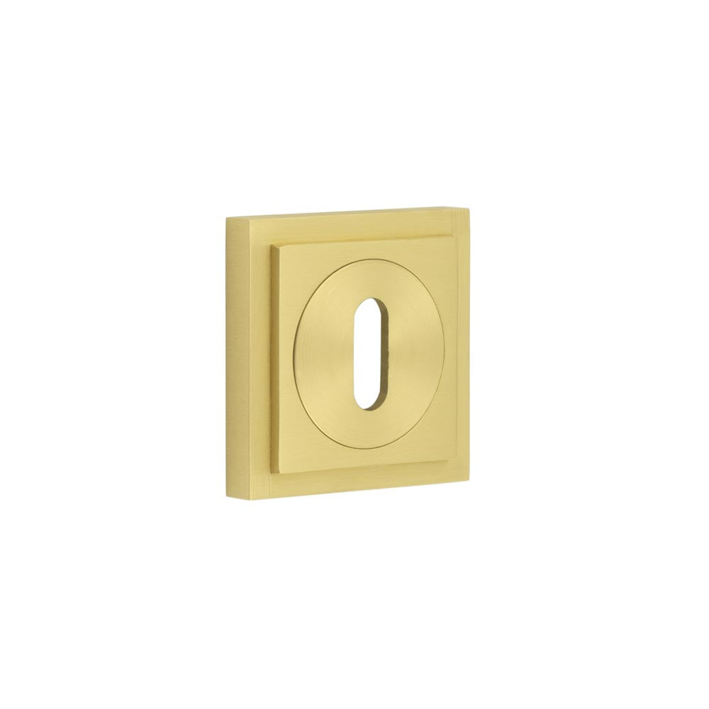 High quality image of Burlington - Standard Keyway Escutcheons Square Stepped Rose Satin Brass Sku. BUR-60SB-173SB