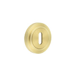 High quality image of Burlington - Standard Keyway Escutcheons Stepped Rose Satin Brass Sku. BUR-60SB-73SB
