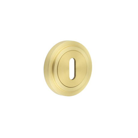 High quality image of Burlington - Standard Keyway Escutcheons Stepped Rose Satin Brass Sku. BUR-60SB-73SB