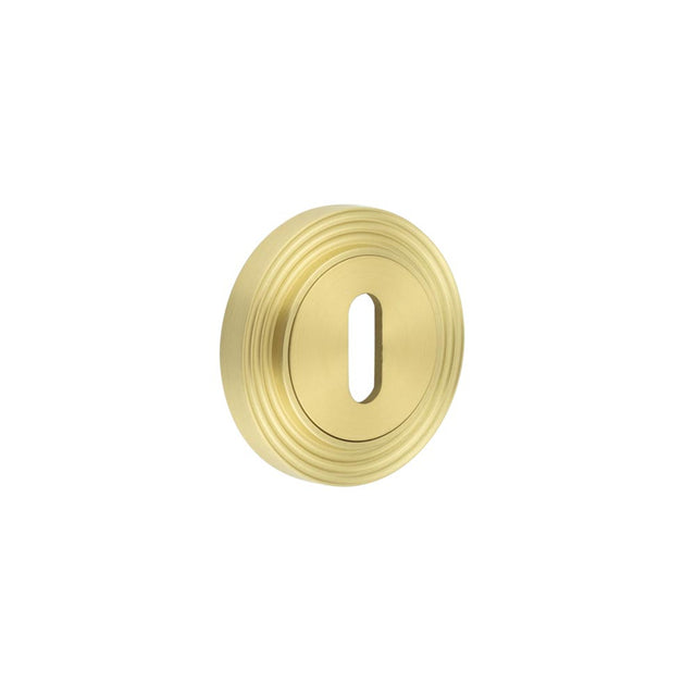High quality image of Burlington - Standard Keyway Escutcheons Reeded Rose Satin Brass Sku. BUR-60SB-74SB