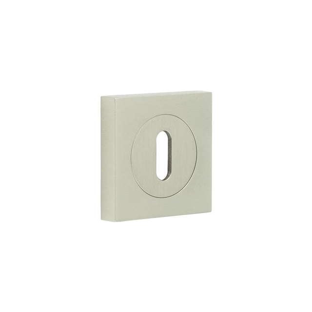 High quality image of Burlington - Standard Keyway Escutcheons Square Plain Rose Satin Nickel Sku. BUR-60SN-171SN