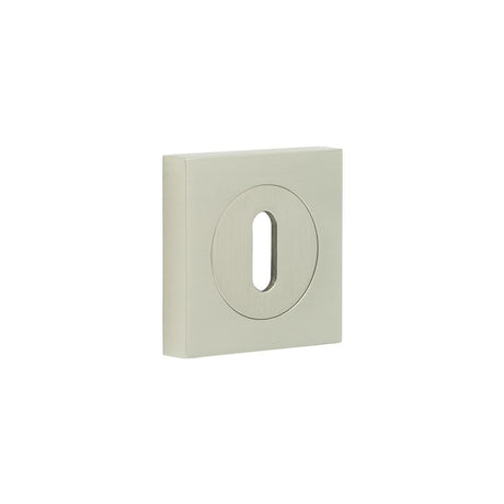 This is an image showing the Frelan - Burlington Standard Keyway Escutcheons Square Plain Rose Satin Nickel available to order from Trade Door Handles in Kendal