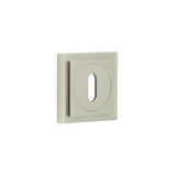 High quality image of Burlington - Standard Keyway Escutcheons Square Stepped Rose Satin Nickel Sku. BUR-60SN-173SN