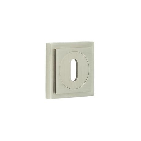 High quality image of Burlington - Standard Keyway Escutcheons Square Stepped Rose Satin Nickel Sku. BUR-60SN-173SN