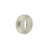 High quality image of Burlington - Standard Keyway Escutcheons Stepped Rose Satin Nickel Sku. BUR-60SN-73SN
