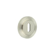 High quality image of Burlington - Standard Keyway Escutcheons Reeded Rose Satin Nickel Sku. BUR-60SN-74SN
