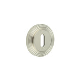 High quality image of Burlington - Standard Keyway Escutcheons Reeded Rose Satin Nickel Sku. BUR-60SN-74SN
