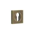 High quality image of Burlington - Euro Profile Escutcheons Square Plain Rose Antique Brass Sku. BUR-61AB-171AB