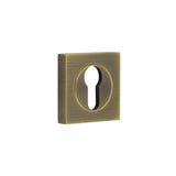 High quality image of Burlington - Euro Profile Escutcheons Square Plain Rose Antique Brass Sku. BUR-61AB-171AB
