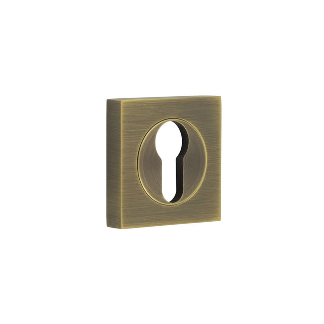 High quality image of Burlington - Euro Profile Escutcheons Square Plain Rose Antique Brass Sku. BUR-61AB-171AB