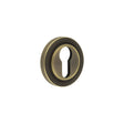 High quality image of Burlington - Euro Profile Escutcheons Reeded Rose Antique Brass Sku. BUR-61AB-74AB
