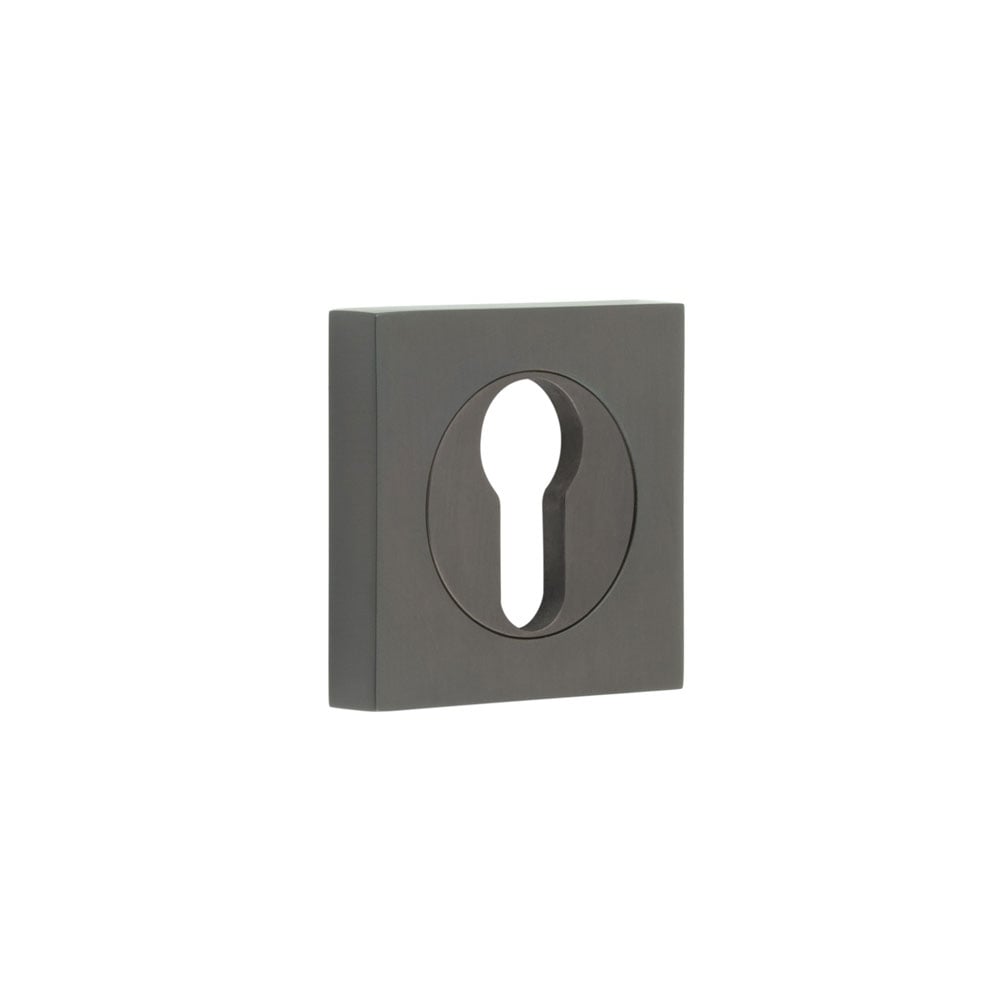 This is an image showing the Frelan - Burlington Euro Profile Escutcheons Square Plain Rose Dark Bronze available to order from Trade Door Handles in Kendal