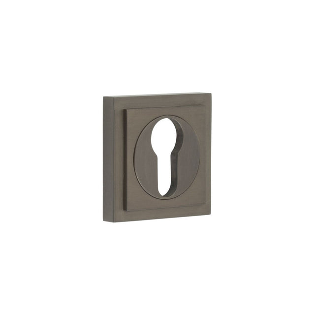 This is an image showing the Frelan - Burlington Euro Profile Escutcheons Square Stepped Rose Dark Bronze available to order from Trade Door Handles in Kendal