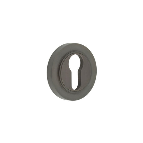 This is an image showing the Frelan - Burlington Euro Profile Escutcheons Plain Rose Dark Bronze available to order from Trade Door Handles in Kendal