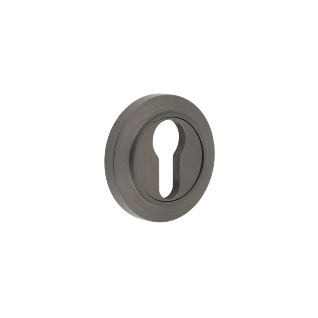 This is an image showing the Frelan - Burlington Euro Profile Escutcheons Chamfered Rose Dark Bronze available to order from Trade Door Handles in Kendal