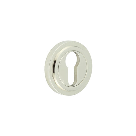 This is an image showing the Frelan - Burlington Euro Profile Escutcheons Stepped Rose Polished Nickel available to order from Trade Door Handles in Kendal