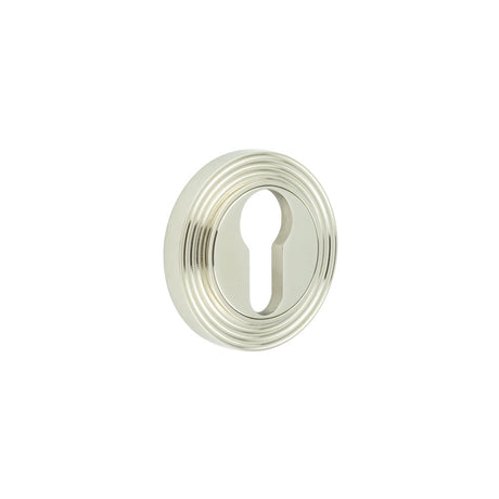 High quality image of Burlington - Euro Profile Escutcheons Reeded Rose Polished Nickel Sku. BUR-61PN-74PN