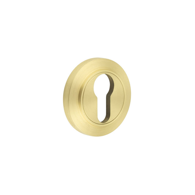 High quality image of Burlington - Euro Profile Escutcheons Chamfered Rose Satin Brass Sku. BUR-61SB-72SB