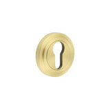High quality image of Burlington - Euro Profile Escutcheons Stepped Rose Satin Brass Sku. BUR-61SB-73SB