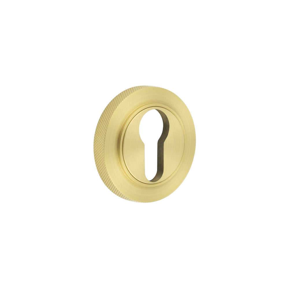 High quality image of Burlington - Euro Profile Escutcheons Knurled Rose Satin Brass Sku. BUR-61SB-75SB