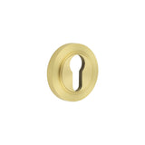 High quality image of Burlington - Euro Profile Escutcheons Knurled Rose Satin Brass Sku. BUR-61SB-75SB