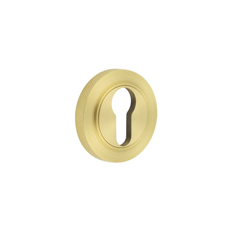 High quality image of Burlington - Euro Profile Escutcheons Knurled Rose Satin Brass Sku. BUR-61SB-75SB