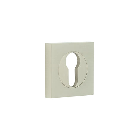 High quality image of Burlington - Euro Profile Escutcheons Square Plain Rose Satin Nickel Sku. BUR-61SN-171SN