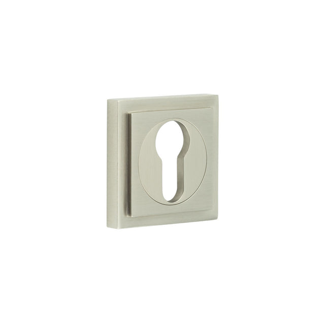High quality image of Burlington - Euro Profile Escutcheons Square Stepped Rose Satin Nickel Sku. BUR-61SN-173SN