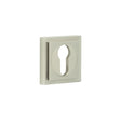 This is an image showing the Frelan - Burlington Euro Profile Escutcheons Square Stepped Rose Satin Nickel available to order from Trade Door Handles in Kendal