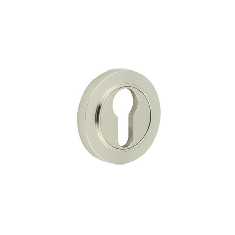 This is an image showing the Frelan - Burlington Euro Profile Escutcheons Plain Rose Satin Nickel available to order from Trade Door Handles in Kendal