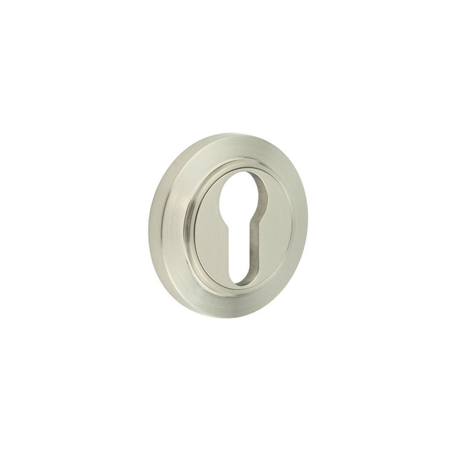 This is an image showing the Frelan - Burlington Euro Profile Escutcheons Chamfered Rose Satin Nickel available to order from Trade Door Handles in Kendal