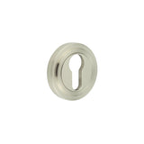 High quality image of Burlington - Euro Profile Escutcheons Stepped Rose Satin Nickel Sku. BUR-61SN-73SN