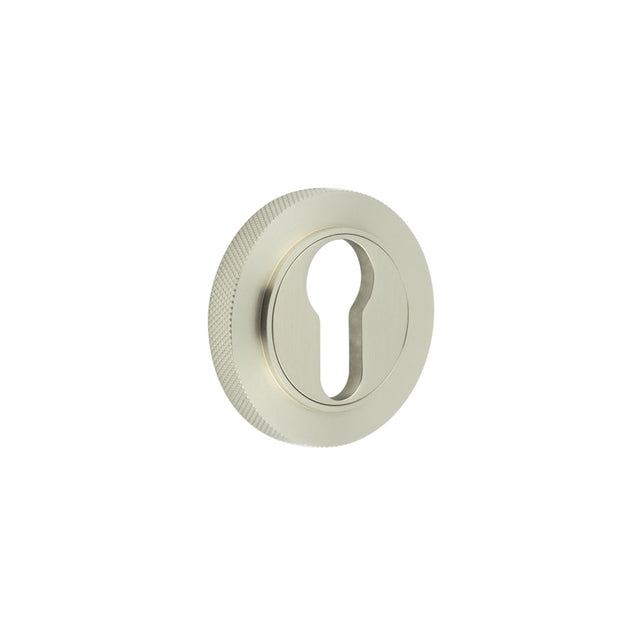 High quality image of Burlington - Euro Profile Escutcheons Knurled Rose Satin Nickel Sku. BUR-61SN-75SN