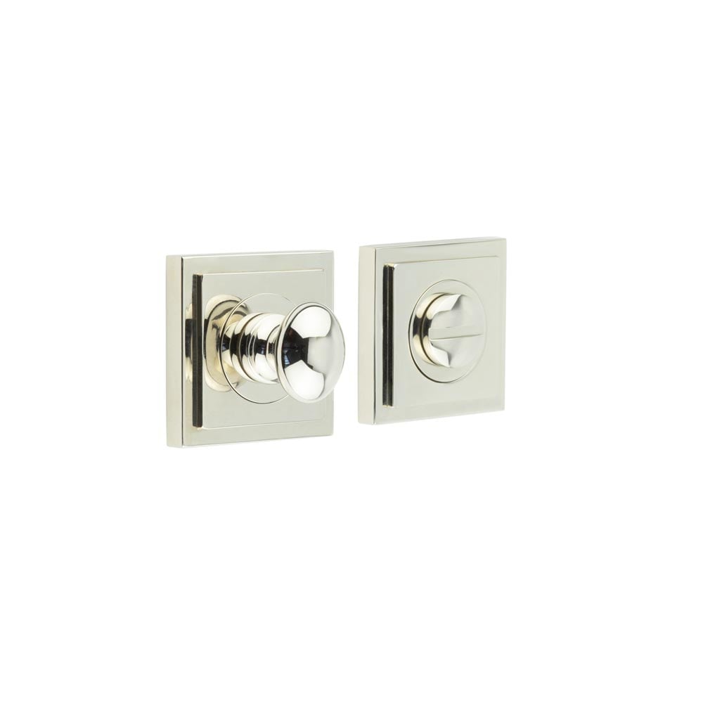 This is an image showing the Frelan - Burlington Turns & Releases Inner 1 Square Stepped Rose Polished Nickel available to order from Trade Door Handles in Kendal