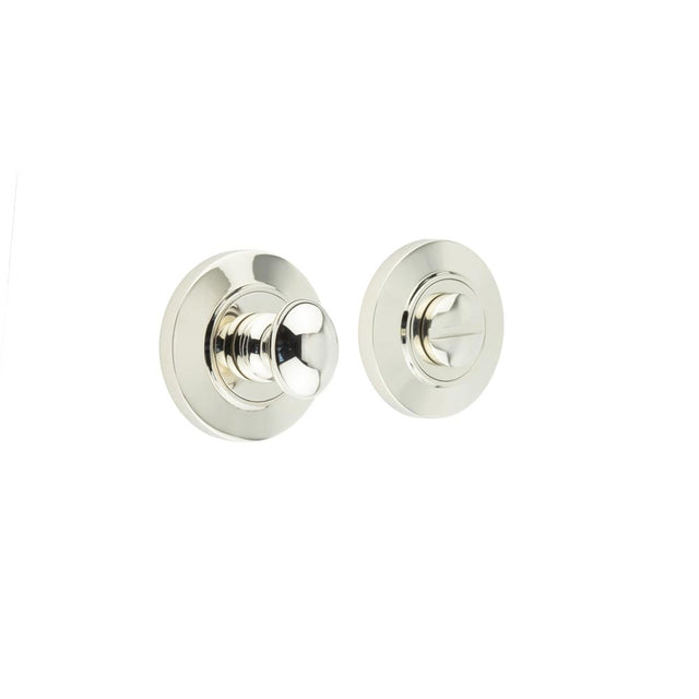 This is an image showing the Frelan - Burlington Turns & Releases Inner 1 Chamfered Rose Polished Nickel available to order from Trade Door Handles in Kendal