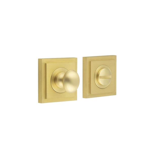 This is an image showing the Frelan - Burlington Turns & Releases Inner 1 Square Stepped Rose Satin Brass available to order from Trade Door Handles in Kendal