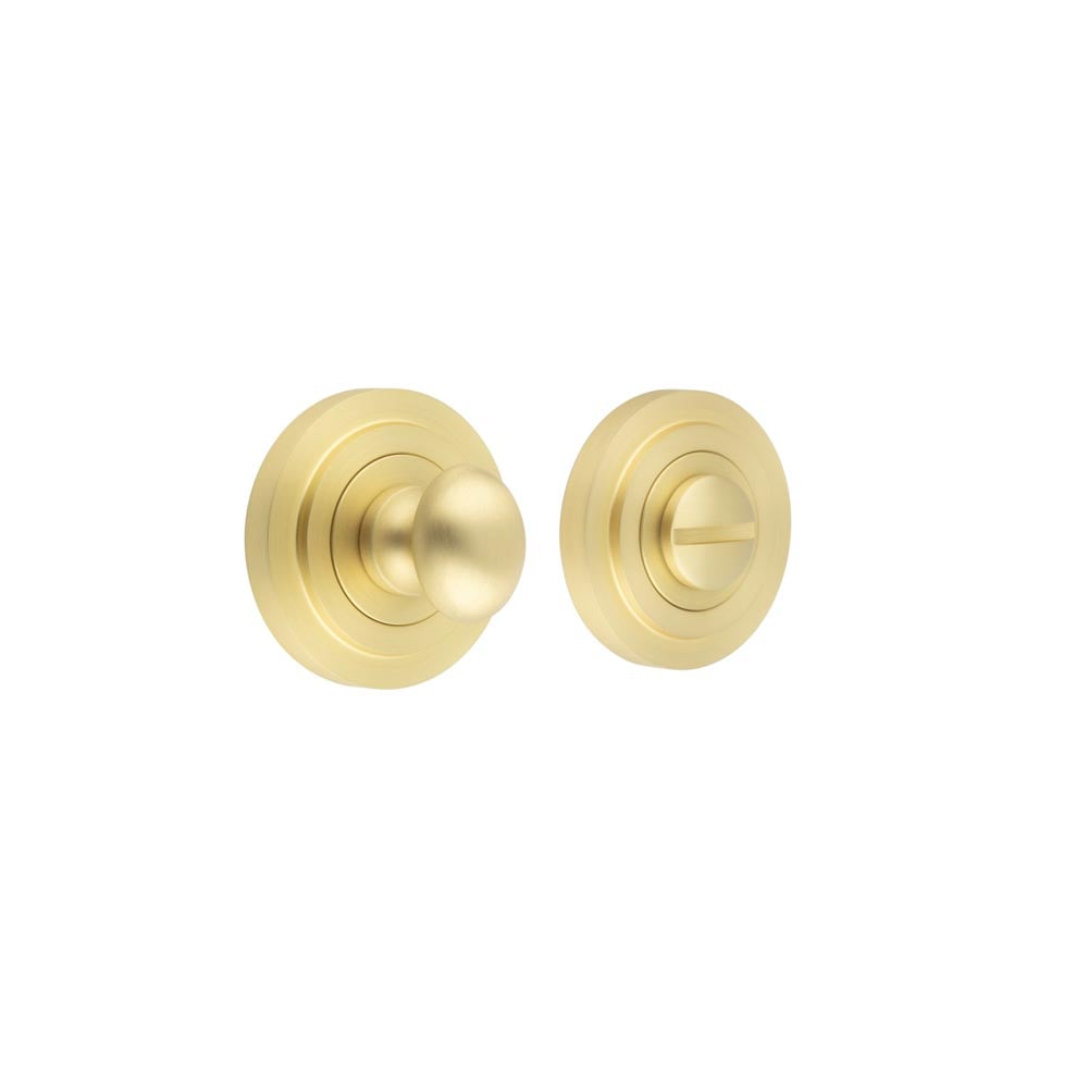 This is an image showing the Frelan - Burlington Turns & Releases Inner 1 Stepped Rose Satin Brass available to order from Trade Door Handles in Kendal